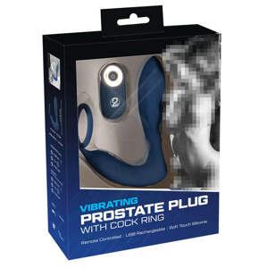 You2Toys - Prostata Plug - akkus, rádiós anál vibrátor péniszgyűrűvel (kék)