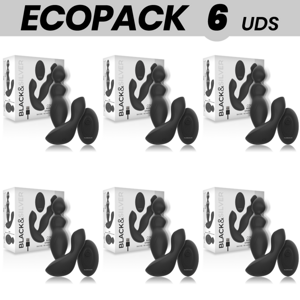 ECOPACK 6 UNITS - BLACK&SILVER CORA ANAL PLUG SILICONE REMOTE CONTROL