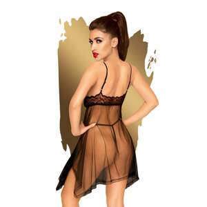 Penthouse Naughty Doll - aszimmetrikus, csipkés ruha tangával (fekete)