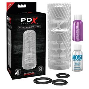 PDX Elite Grip Stroker - manuális szívó maszturbátor (áttetsző)
